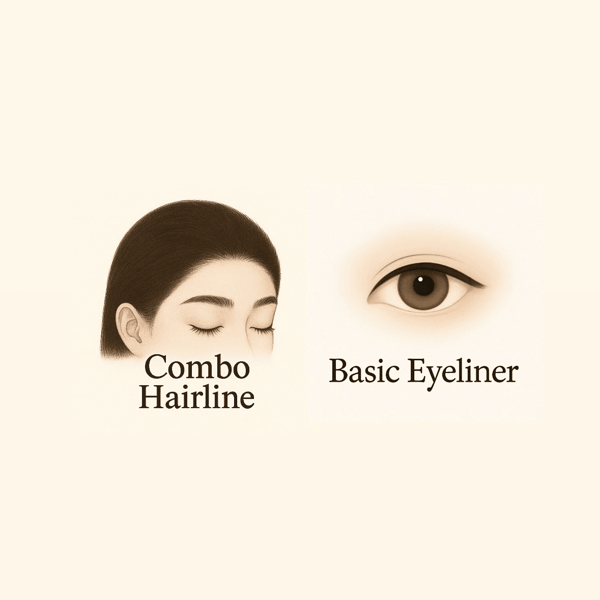 콤보 헤어라인과 점막 아이라인 시술 비주얼